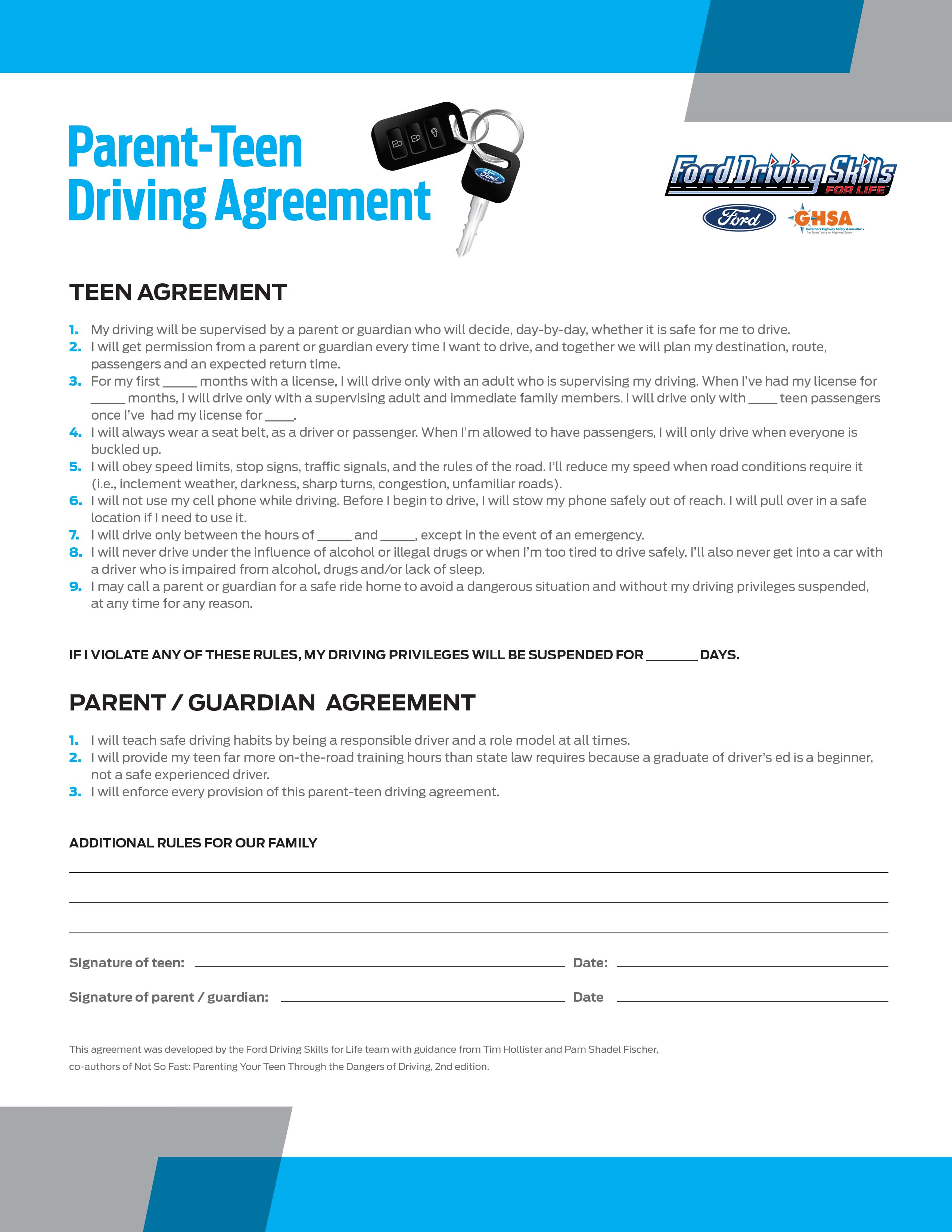 Parent Teen Driving Agreement